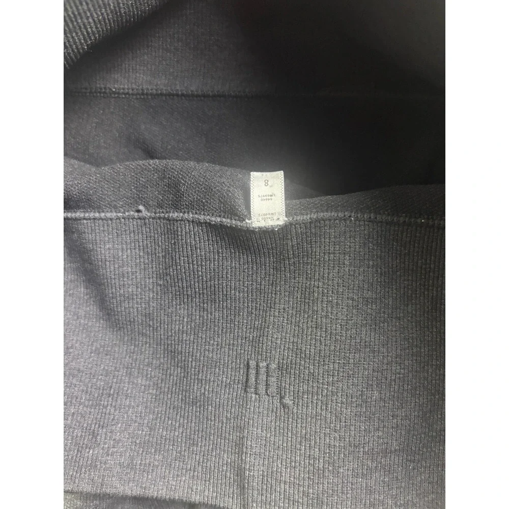 Lululemon Ebb To Street Crop Leggings Womens 8 Black Rouched Seamless Yoga Pants